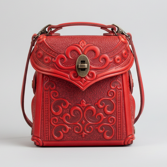 Black Boho Embossed Backpack