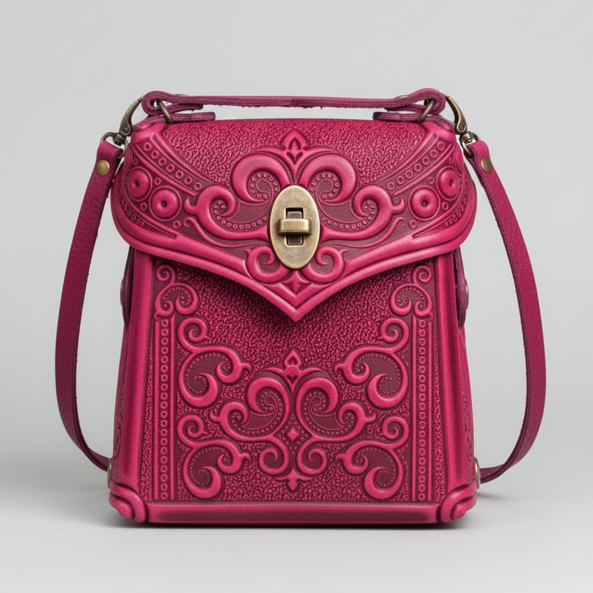 Black Boho Embossed Backpack