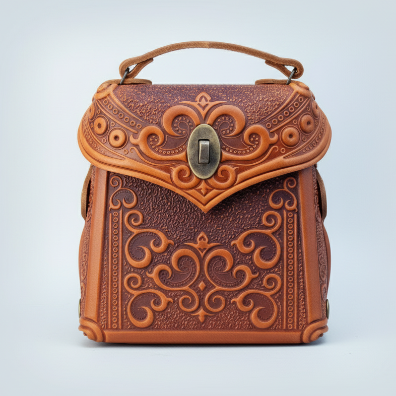 Black Boho Embossed Backpack