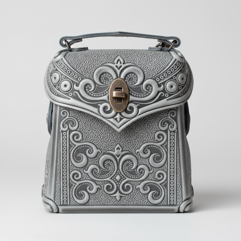 Black Boho Embossed Backpack