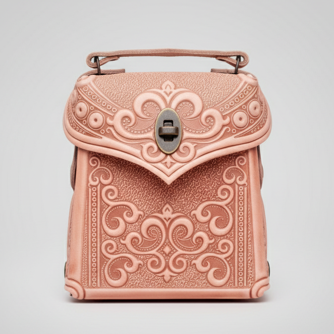 Black Boho Embossed Backpack