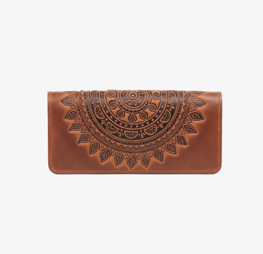Mandala Embossed Leather Long Wallet
