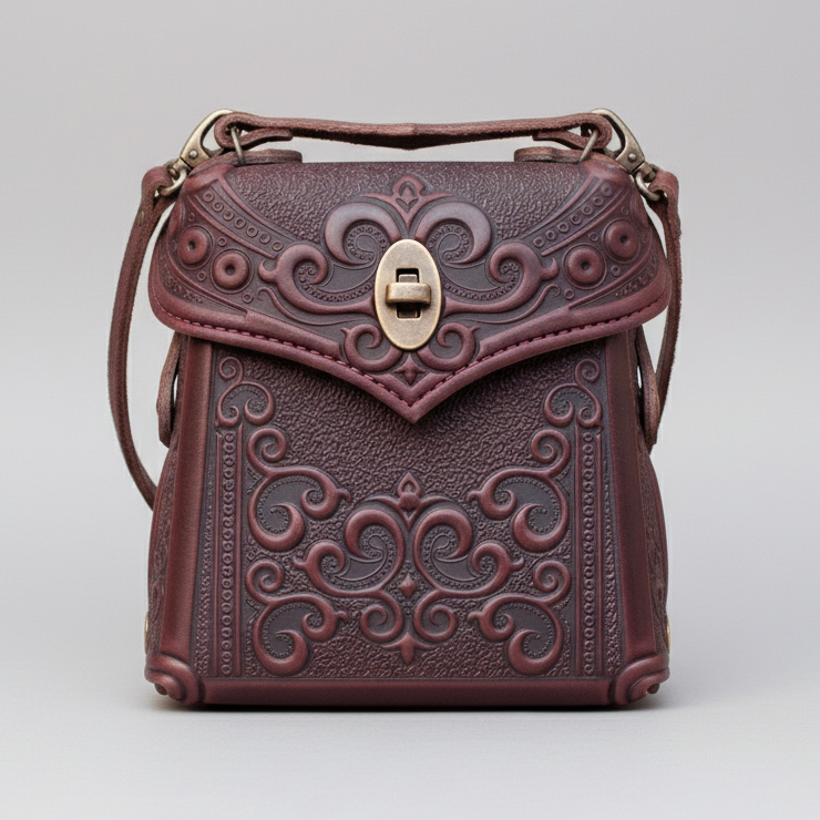 Black Boho Embossed Backpack