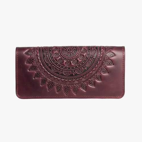 Mandala Embossed Leather Long Wallet