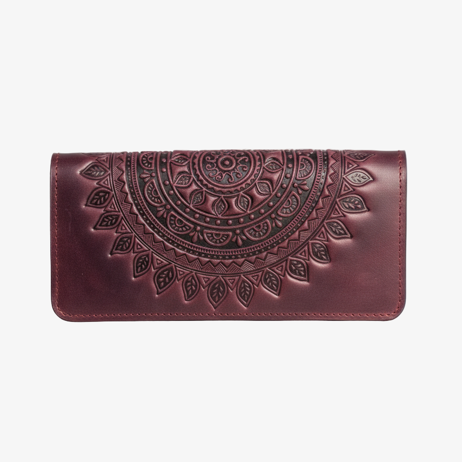 Deep Burgundy Mandala Long Wallet